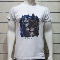 Нова мъжка тениска с трансферен печат Два вълка, Серия вълци, снимка 3 - Тениски - 29104380