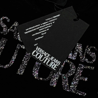 Versace Jeans Couture 💎Pink Glitter Logo🎀 Оригинална Дамска тениска, снимка 3 - Тениски - 44719378