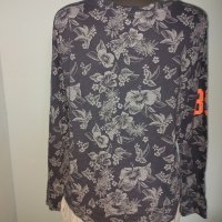 Памучна спортна блуза с флорален принт и неонов слоган, снимка 8 - Блузи с дълъг ръкав и пуловери - 29864731