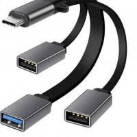 USB Хъб Type C Digital One SP01138 към USB 3.0 - 1 + U2.0-2 изхода 3in1 Черен Разклонител, снимка 1 - USB кабели - 31178609