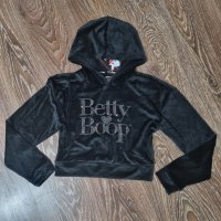 Черен суичър кадифе Betty Boop-30лв.НОВ, снимка 1 - Суичъри - 38435031