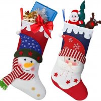 Нови 2 броя големи Чорапи Украса Декорация Коледа Празници, снимка 1 - Декорация за дома - 38956488