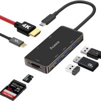 USB C хъб Aceele 7 в 1 USB C към HDMI 4K , PD 100W, 3хUSB 3.0, SD/TF, снимка 1 - Други - 35078113