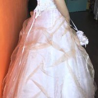 Булчинска рокля №6 - НОВА ! С воал, чанта, ръкавици и венче, снимка 2 - Сватбени рокли - 37367742