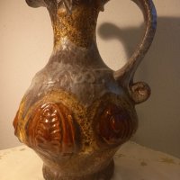 Немска керамична кана ваза ръчна изработка , снимка 2 - Вази - 35355412