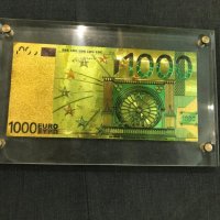 позлатена банкнота от 1000 евро ПЛАКЕТ, снимка 1 - Нумизматика и бонистика - 31225899