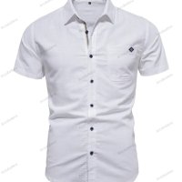 Мъжка едноцветна вталена ежедневна риза с къси ръкави, 6цвята - 023, снимка 6 - Ризи - 40848652