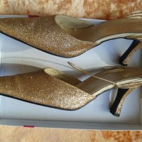 Дамски Златни обувки номер 37, снимка 4 - Сандали - 36865121