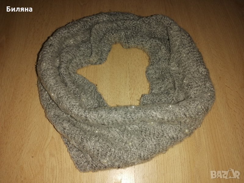 Сив плетен шал , снимка 1