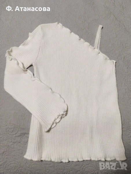 Страхотен дамски летен пуловер уникат, бял, размер С, снимка 1