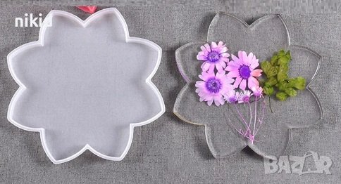 цвете Лотус Лотос основа поднос подложка поставка чаша плитка форма силиконов молд за смола гипс , снимка 1