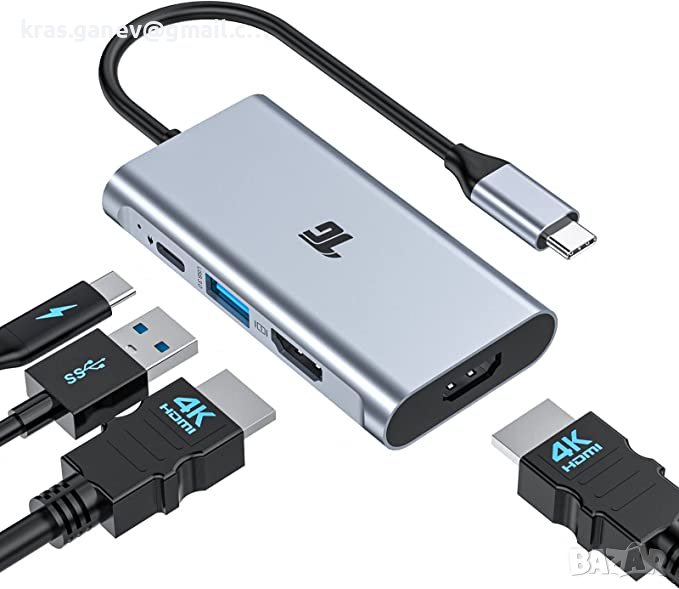 USB C докинг станция с троен монитор, 14 в 1, снимка 1