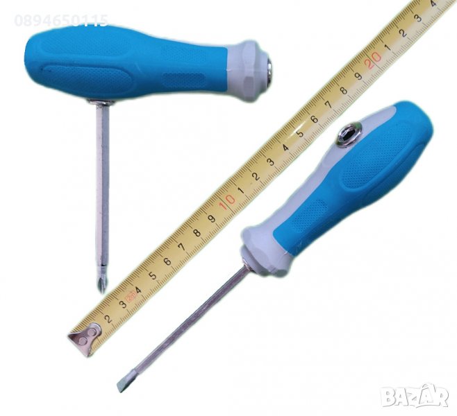 Отвертка комбинирана 2в1, кръстата, права, намагнитен връх, 6x100mm отверка, снимка 1