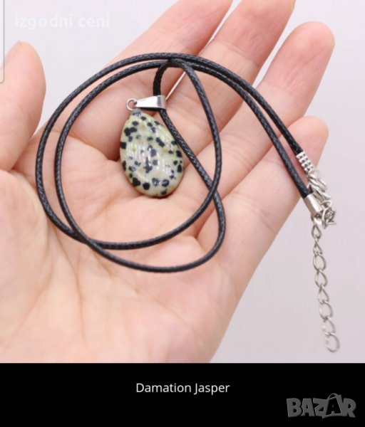 Колие с висулка капка от естествен камък - модел 11, снимка 1