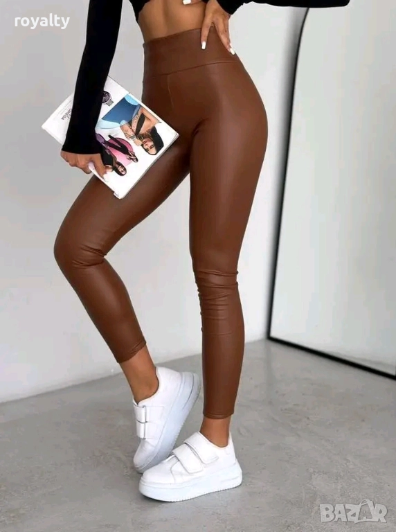 Кафяв Ватиран Дамски Кожен Клин , снимка 1