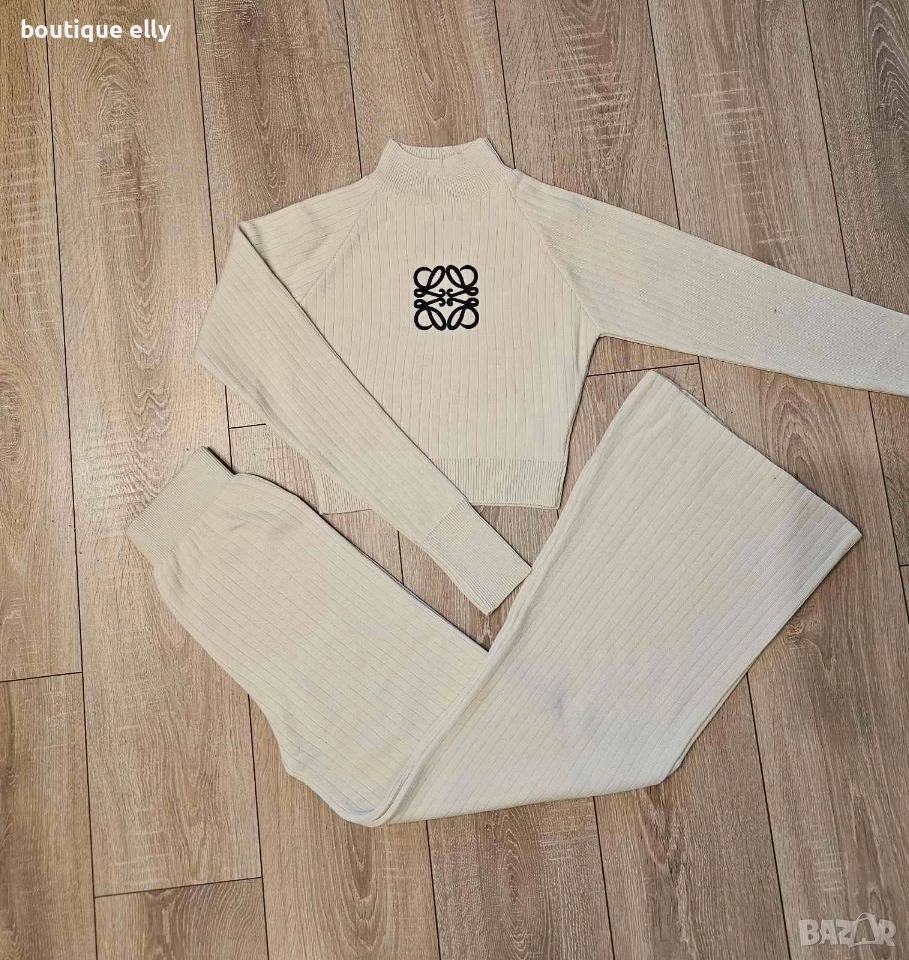 дамски комплект в бежово, кафяво и черно, снимка 1