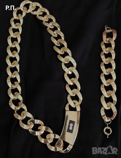 ланец и гривна от медицинска стомана златист цвят 14к, снимка 1