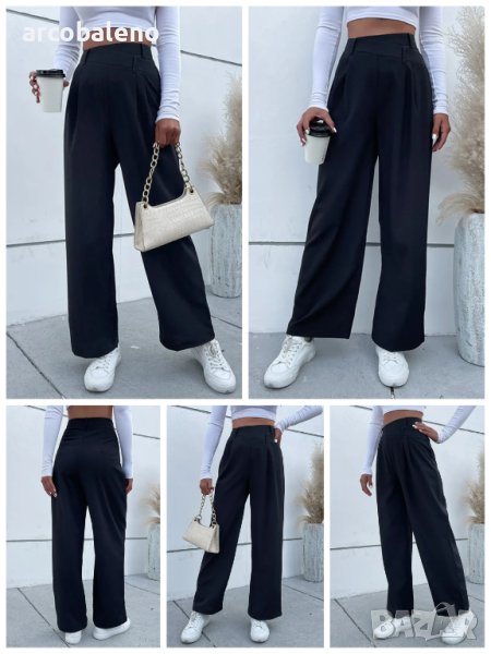 Дамски моден едноцветен ежедневен панталон с висока талия - 023 , снимка 1