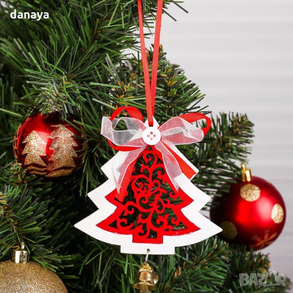 2520 Дървена играчка за елха Елхичка със звънчета, 9см, снимка 1