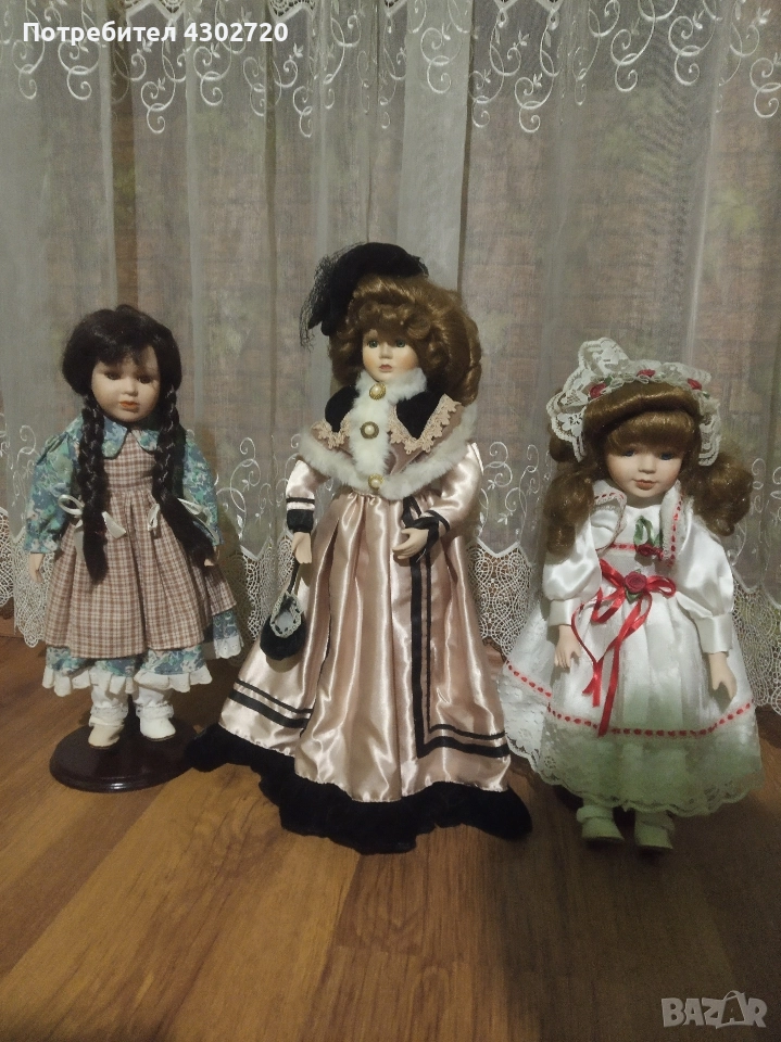 Винтидж три порцеланови кукли 40 и 50см., снимка 1