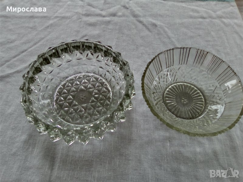  Кристална бонбониера и стъклена купа, снимка 1