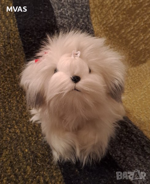 Нова голяма играчка космато бяло кученце Подарък за Коледа за дете, снимка 1
