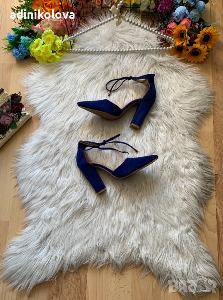Нови турско сини обувки на ток, снимка 1