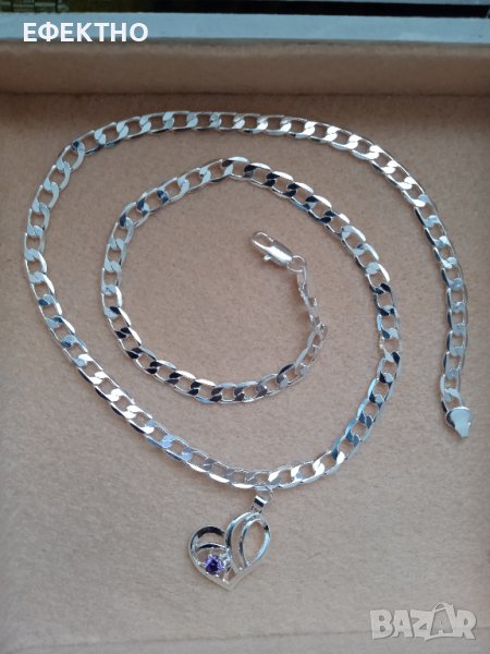 Нов, масивен дамски ланец с висулка- сърце. В луксозна, подаръчна кутия., снимка 1