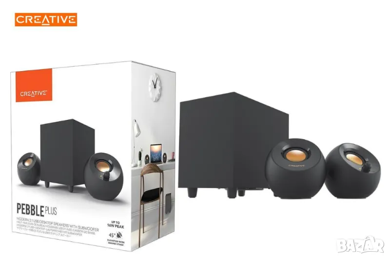 Creative Pebble Plus 2.1 Тонколони + Subwoofer/16W, снимка 1