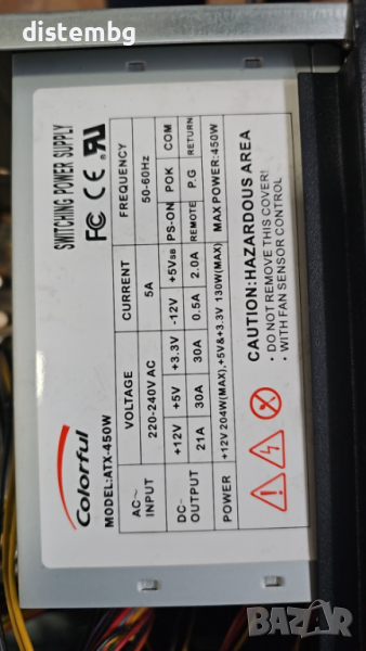 Компютърно захранване Colorful ATX-450W, снимка 1