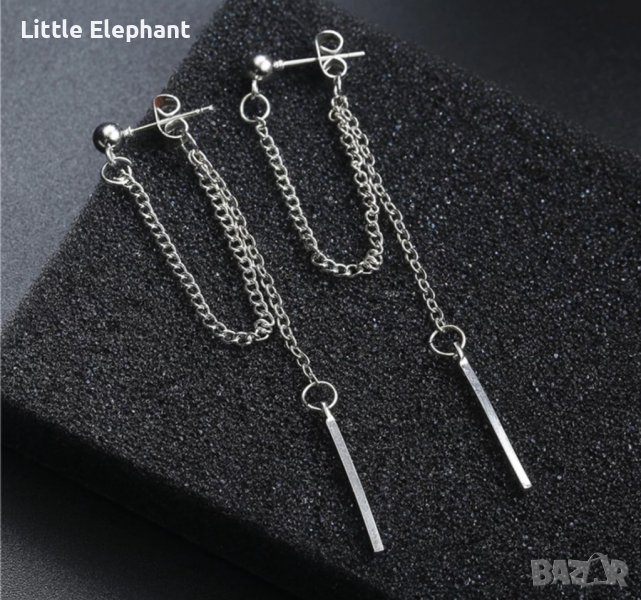 New trend punk,висящи обеци,double,пръчици/нови, снимка 1