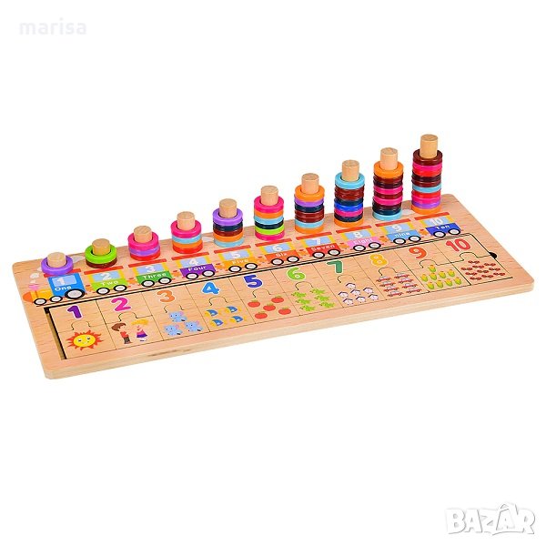 Дървен пъзел Занимателна Математика 010088, снимка 1