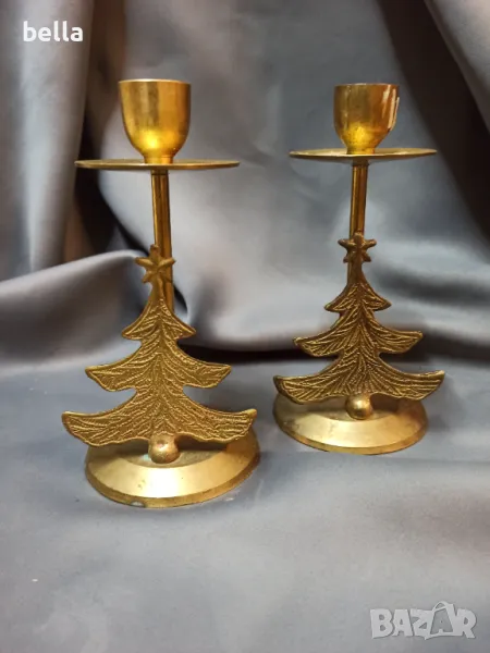 2 БРОНЗОВИ СВЕЩНИКА С ЕЛХА , снимка 1