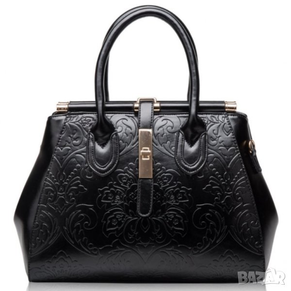 Дамска чанта Естествена кожа Black 990, снимка 1