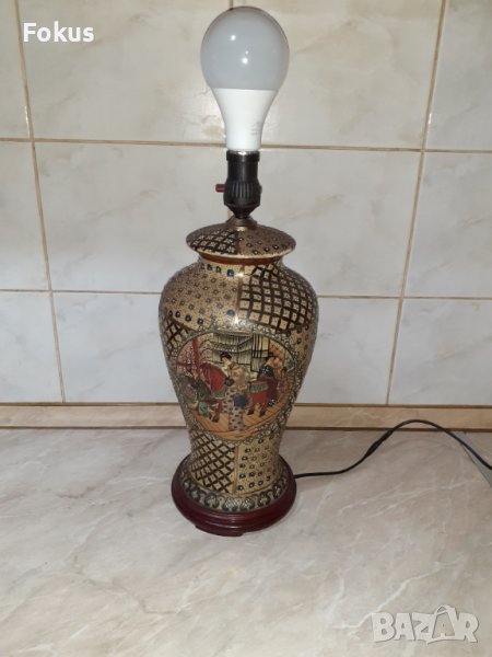 Страхотна голяма лампа стар китайски порцелан Сатцума, снимка 1