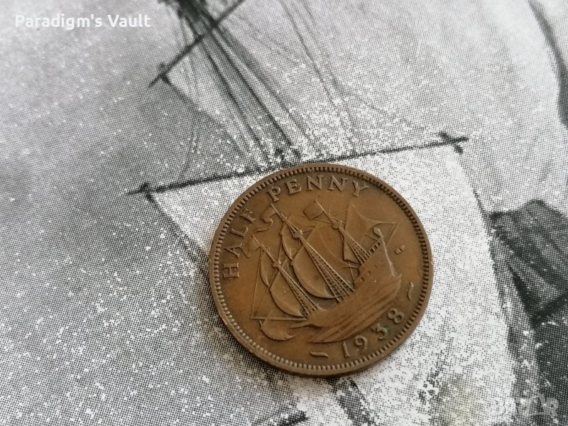 Монета - Великобритания - 1/2 (половин) пени | 1938г., снимка 1