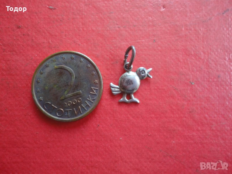 Сребърна висулка медальон врабче 835 , снимка 1