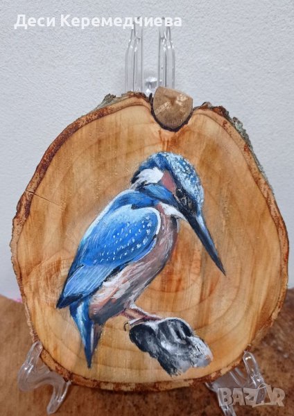 Рисувана дървена шайба, снимка 1