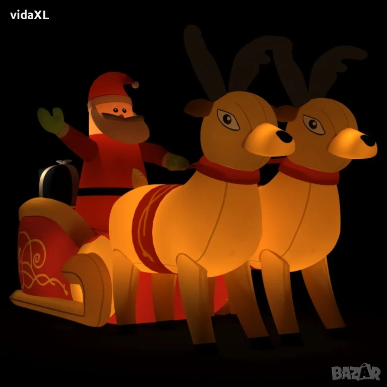 vidaXL Коледна надуваема украса Дядо Коледа и северни елени LED 130 см(SKU:345330), снимка 1