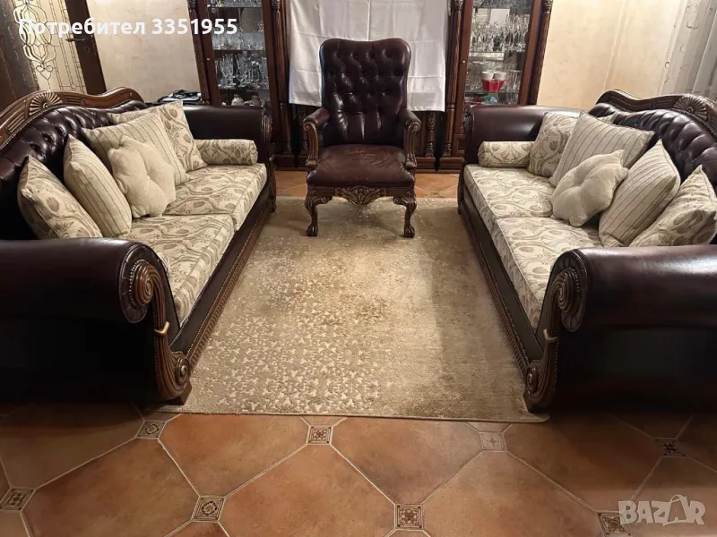 Два тройни Дивана Честърфилд, снимка 1