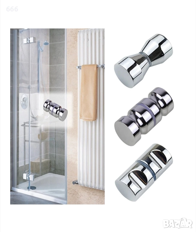 Дръжка за стъклена врат 6.2x3cm, снимка 1