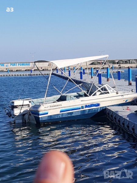 Моторна лодка/скутер Larson с извънбордов двигател Jonson 70к.с., тента, снимка 1
