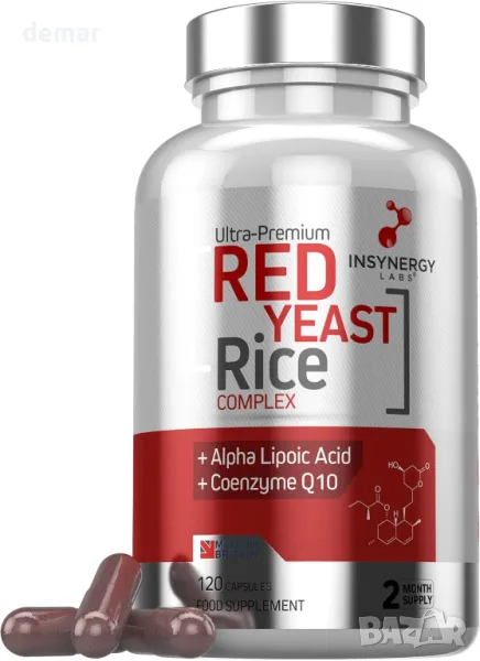 Ultra Premium червен дрожден ориз с CoQ10 и алфа лиопиева киселина, 120 вегански капсули, снимка 1
