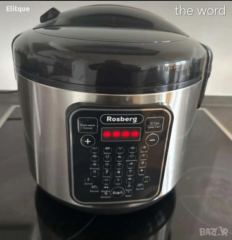Мултикукър с 31 програми Rosberg, 780W, 5L, Незалепващо покритие, Инокс 2 ГОДИНИ ГАРАНЦИЯ, снимка 1