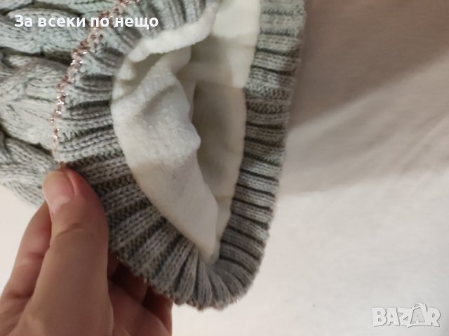 Сива зимна шапка , снимка 2 - Шапки - 39031716