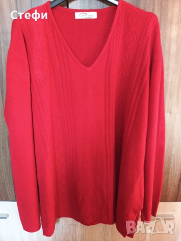 Дамски пуловер червен 3XL/4XL, снимка 5 - Блузи с дълъг ръкав и пуловери - 52919871