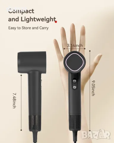 Hextek сешоар, бързо изсушаване с 500 милиона отрицателни йони, 160 000 об/мин, 1700W, снимка 7 - Сешоари - 49672876