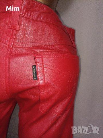 М Червен кожен тричетвърти панталон, снимка 4 - Къси панталони и бермуди - 36845680