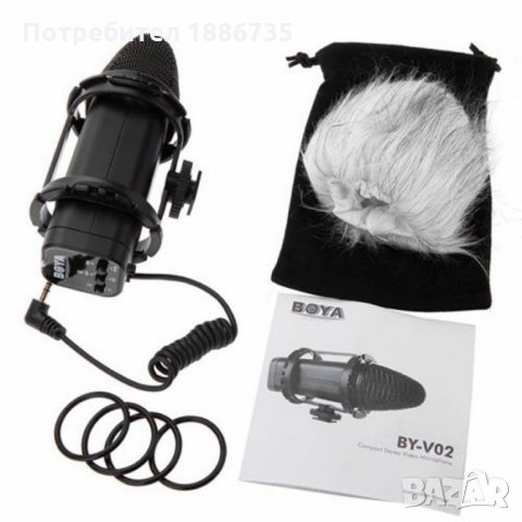 Микрофон Boya By-V02 за фотоапарати, снимка 6 - Чанти, стативи, аксесоари - 31579218