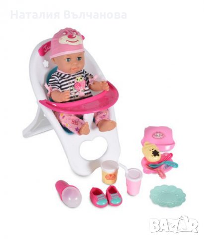 Пишкаща кукла със стол за хранене, снимка 2 - Кукли - 35391841